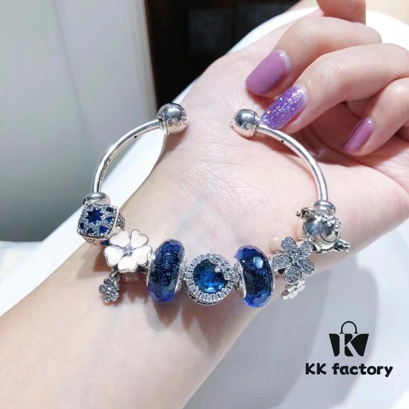 Pandora Blue Daisy Flower with Pink Enamel - New Arrival