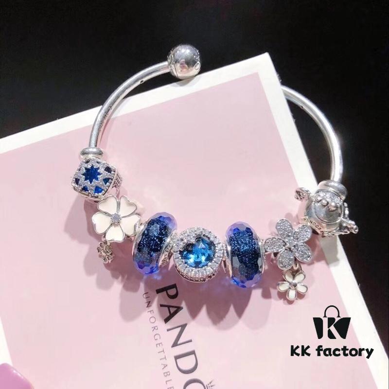 Pandora Blue Daisy Flower with Pink Enamel - New Arrival