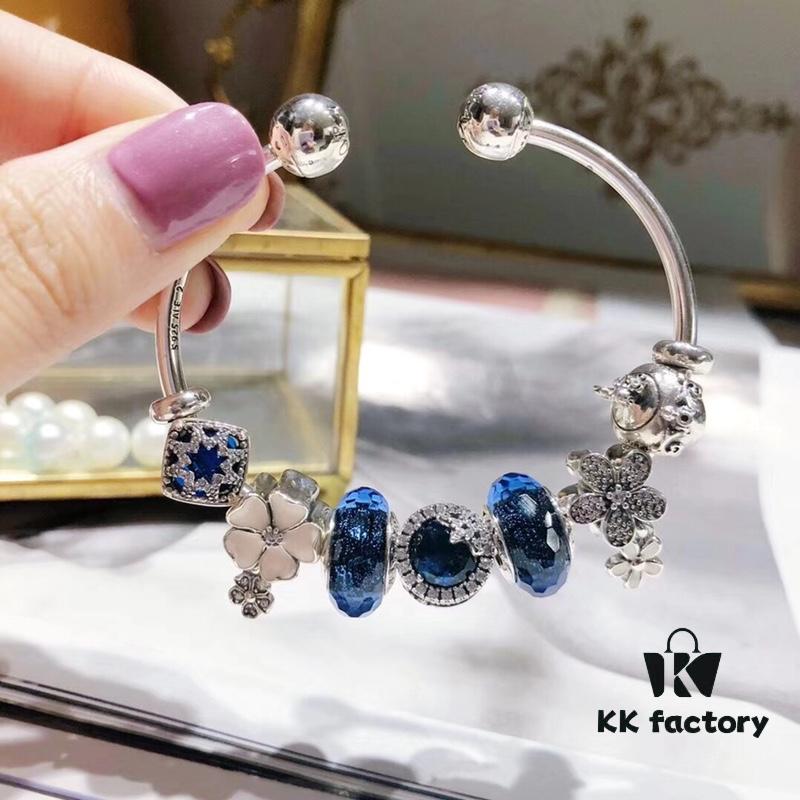 Pandora Blue Daisy Flower with Pink Enamel - New Arrival