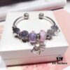 Pandora Pink and Purple Two-Tone Sparkling Diamond Love New Arrival! S925 Sterling Silver with Boutique Packaging
