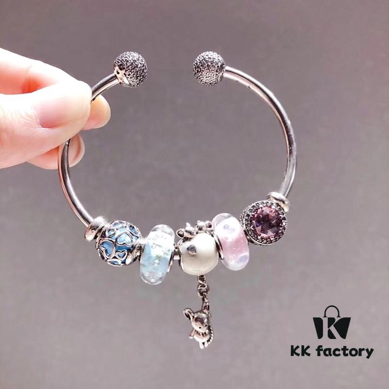 Pandora Couples Color-Block Confession Balloon 💕 New Arrival! Mint Enamel with Pink Mosaic Heart, Sparkling Cat's Eye Stone, Interwoven Love Design, White Mickey Mouse Pendant, 925 Sterling Silver