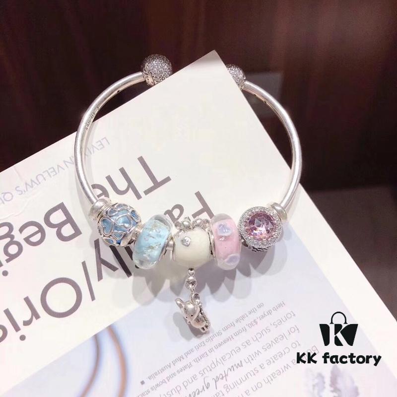 Pandora Couples Color-Block Confession Balloon 💕 New Arrival! Mint Enamel with Pink Mosaic Heart, Sparkling Cat's Eye Stone, Interwoven Love Design, White Mickey Mouse Pendant, 925 Sterling Silver
