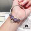 Pandora Pandora Silver Wire Purple Flower New Arrival! Highest Quality Available, Compatible with Official Counter Cleaning! Made with Cabinet Materials, Perfect 1:1 Craftsmanship! Imported Original Purple Glass from Thailand 🇹🇭, Sparkling Diamond Beads, Shiny Full-Paved Purple Five-Petal Flower, Purple Lace-Covered Ball Pendant. S925 Silver Comes with Official Packaging!