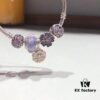 Pandora Pandora Silver Wire Purple Flower New Arrival! Highest Quality Available, Compatible with Official Counter Cleaning! Made with Cabinet Materials, Perfect 1:1 Craftsmanship! Imported Original Purple Glass from Thailand 🇹🇭, Sparkling Diamond Beads, Shiny Full-Paved Purple Five-Petal Flower, Purple Lace-Covered Ball Pendant. S925 Silver Comes with Official Packaging!