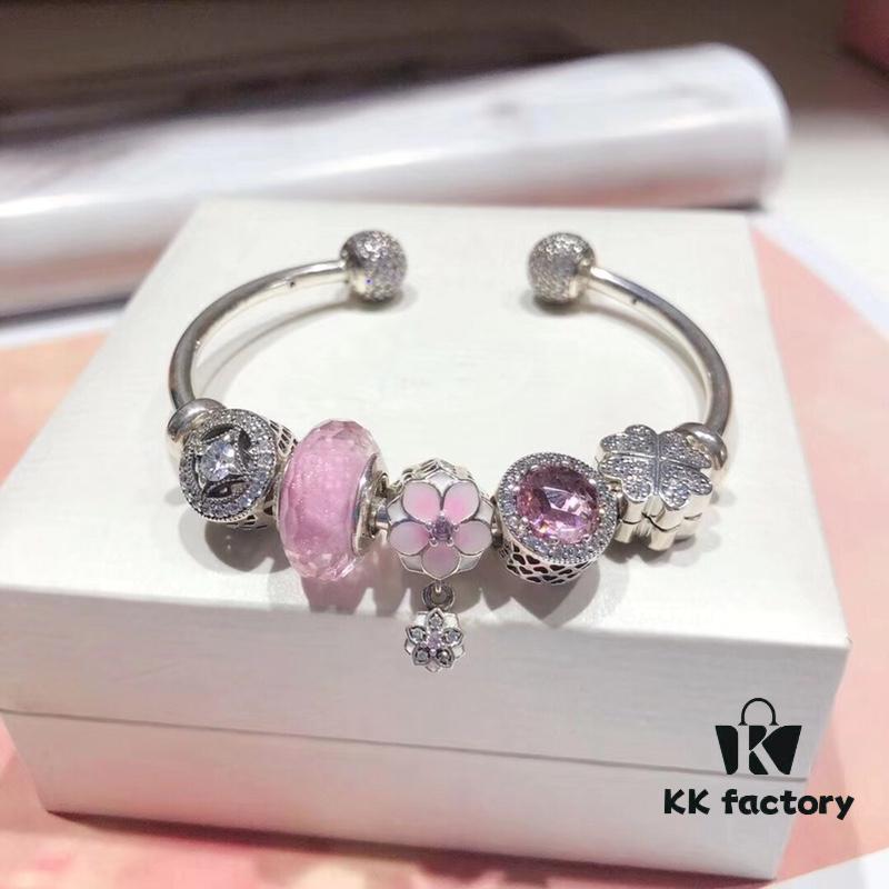Pandora Pandora Silver Wire Pink Peach Blossom 🌺 New Arrival! Made with counter materials, perfectly crafted one-to-one, quality comparable to official store!