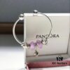 Pandora Afternoon Tea Collection - Elegant Purple Glow Bead with Heart Bow, Teapot Fairy, and Pink Cup Design