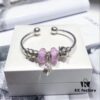 Pandora Afternoon Tea Collection - Elegant Purple Glow Bead with Heart Bow, Teapot Fairy, and Pink Cup Design