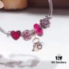 Pandora Rose Love Heart Charm in Crimson Faceted Glass with Sparkling Amethyst Bead