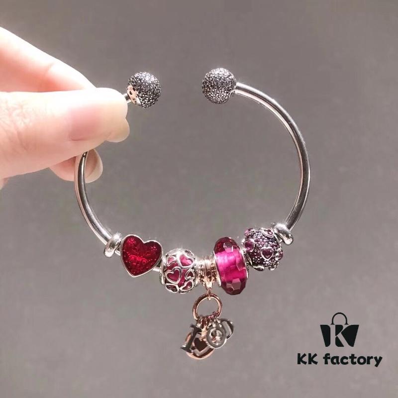 Pandora Rose Love Heart Charm in Crimson Faceted Glass with Sparkling Amethyst Bead