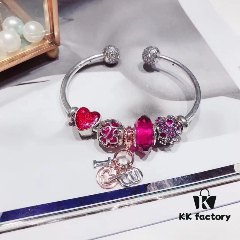 Pandora Rose Love Heart Charm in Crimson Faceted Glass with Sparkling Amethyst Bead