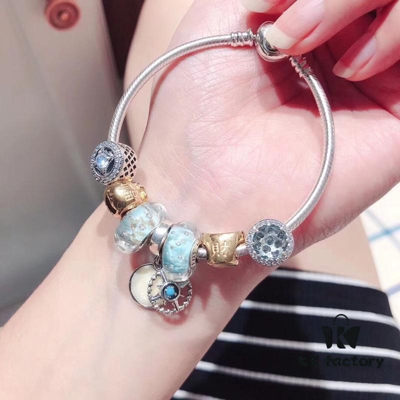 Pandora Pandora Gold Thread Light Mint North Star New Arrival! Made with counter materials, perfectly crafted one-to-one, quality comparable to counter products! A bag full of happiness, wealth-attracting money pouch, coin bead mint cat's eye, North Star pendant, S925 silver with original counter packaging!