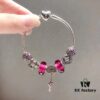 Pandora Rose Red Sparkling Crystal Heart Key Pendant! New Arrival! Made with Cabinet Materials, Perfect 1:1 Craftsmanship, Quality Comparable to Official Counter! Rose red faceted glass, lucky sparkling beads, openwork crown, pink-purple sparkling beads, heart-shaped key charm, S925 silver, comes with official packaging!