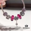 Pandora Rose Red Sparkling Crystal Heart Key Pendant! New Arrival! Made with Cabinet Materials, Perfect 1:1 Craftsmanship, Quality Comparable to Official Counter! Rose red faceted glass, lucky sparkling beads, openwork crown, pink-purple sparkling beads, heart-shaped key charm, S925 silver, comes with official packaging!