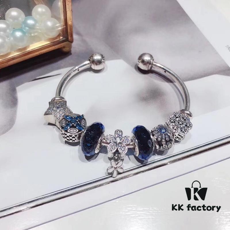 Pandora Midnight Blue Snowflake Sparkling Diamond Daisy New Arrival! Premium Replica with Original Materials, 1:1 Craftsmanship, Comparable to Store Quality!