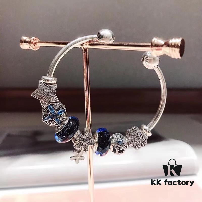 Pandora Midnight Blue Snowflake Sparkling Diamond Daisy New Arrival! Premium Replica with Original Materials, 1:1 Craftsmanship, Comparable to Store Quality!