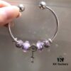 Pandora Pandora Silver Wire Purple Sparkling Diamond Key 🔑 New Arrival! Perfectly Crafted with Counter Material One-to-One, Quality Comparable to Counter! Silver Wire Purple Faceted Glass, Fan Sparkling Beads Lucky Charm, Sparkling Diamond Key 🔑 Pendant, S925 Silver with Original Counter Packaging!