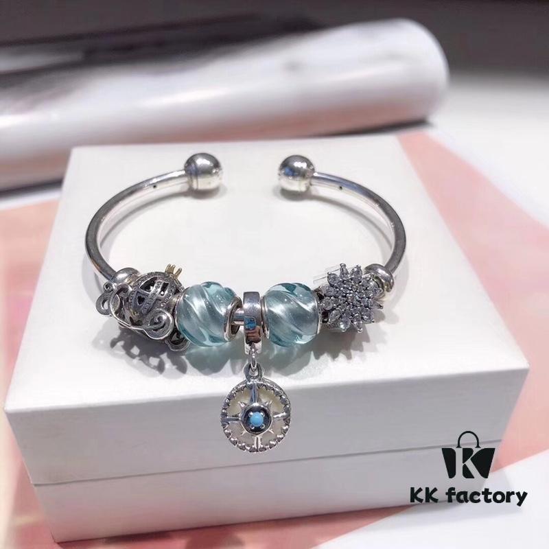 Pandora Star North Compass Pendant with Water Blue Spiral Design - New Arrival, Premium Quality, S925 Silver, Fairy Tale Glass Cabochon, Retail-Grade Craftsmanship