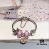 Pandora Disney Mickey Mouse Pink Enamel Flower Charm Bracelet - High-Quality Replica with S925 Sterling Silver