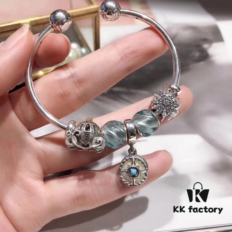 Pandora Star North Compass Pendant with Water Blue Spiral Design - New Arrival, Premium Quality, S925 Silver, Fairy Tale Glass Cabochon, Retail-Grade Craftsmanship