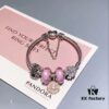 Pandora Disney Mickey Mouse Pink Enamel Flower Charm Bracelet - High-Quality Replica with S925 Sterling Silver