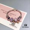 Pandora Imitation Level: Two-Tone Romantic Pink-Purple North Star New Arrival! Silver Wire with Pink-Purple Faceted Glass, Sparkling Pink-Purple Cat's Eye, North Star Pendant, S925 Silver with Original Retail Packaging!