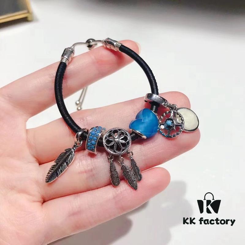 Pandora Magical Blue North Star Compass Poster New Arrival! High-Quality Replica with Authentic Materials, Perfect Craftsmanship Comparable to Original Store Version! Featuring a Faceted Magical Blue Glass Heart, Dreamy Dreamcatcher Design, North Star Compass Pendant Paired with Adjustable Black Leather Cord Bracelet, Made of S925 Silver and Comes with Original Retail Packaging!