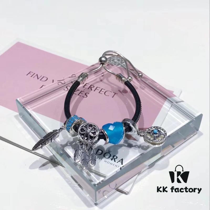 Pandora Magical Blue North Star Compass Poster New Arrival! High-Quality Replica with Authentic Materials, Perfect Craftsmanship Comparable to Original Store Version! Featuring a Faceted Magical Blue Glass Heart, Dreamy Dreamcatcher Design, North Star Compass Pendant Paired with Adjustable Black Leather Cord Bracelet, Made of S925 Silver and Comes with Original Retail Packaging!