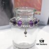 Pandora Purple Sparkling Diamond Heart Key Pendant - New Arrival
