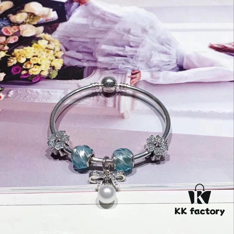 Pandora Aqua Blue Spiral Pearl Bow New Arrival! Premium Replication with Store-Quality Materials