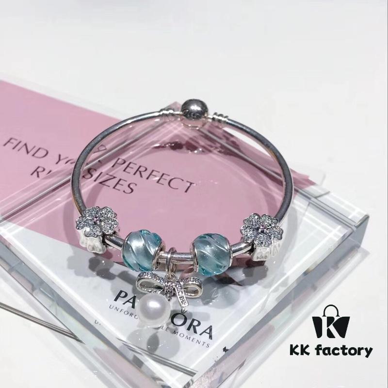 Pandora Aqua Blue Spiral Pearl Bow New Arrival! Premium Replication with Store-Quality Materials