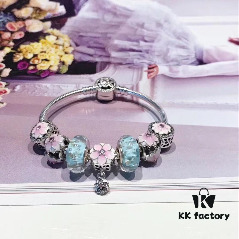 Special Offer! Pandora Golden Thread Light Mint Pink Peach Blossom Design Bracelet