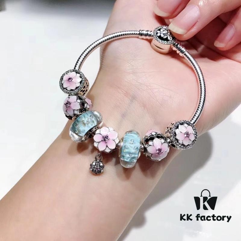 Special Offer! Pandora Golden Thread Light Mint Pink Peach Blossom Design Bracelet