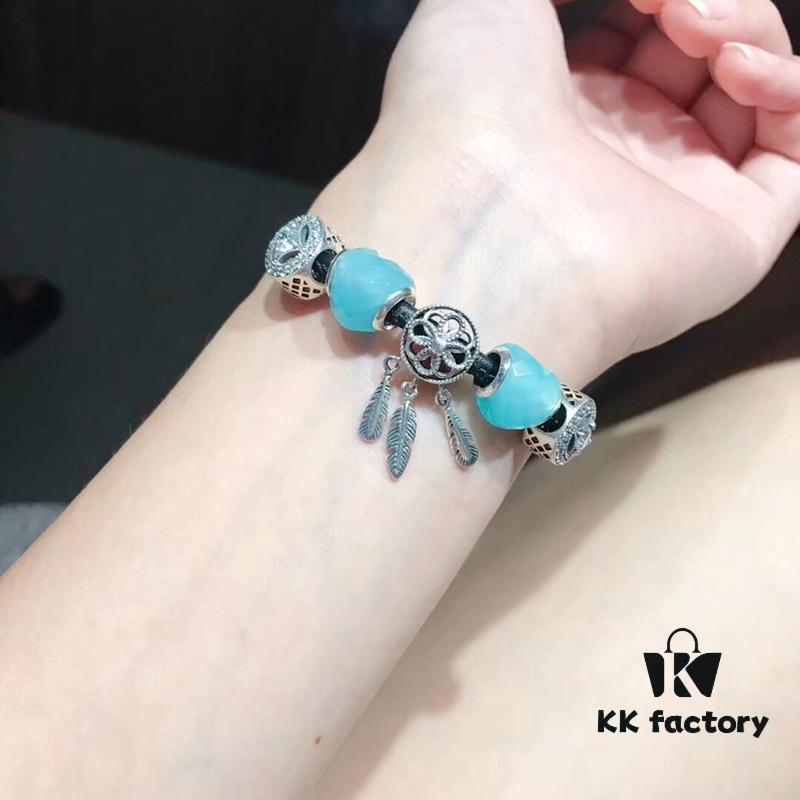 Special Offer! Pandora Mint Green Heart Dreamcatcher New Arrival! Made with counter materials, 1:1 perfect replication, quality comparable to official store version! Heart-shaped light mint glass bead, sparkling rhinestone charm, lucky coin charm, openwork dreamcatcher shell pendant, S925 silver with original packaging!