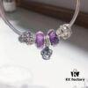 Pandora Pandora Purple Hollow Crown Crown New Arrival! One-to-one Perfect Craftsmanship with Counter Materials, Quality Comparable to Counter! Brilliant Purple Silver Wire Faceted Glass, Hollow Love Kiss, Crown, S925 Silver with Original Counter Packaging!