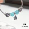 Pandora Pandora Mint Heart Crown New Arrival! Faceted Glass Mint Heart, Sparkling Diamond Coin Bead, Diamond Cherry Blossom, Hollow Crown, S925 Silver with Original Packaging