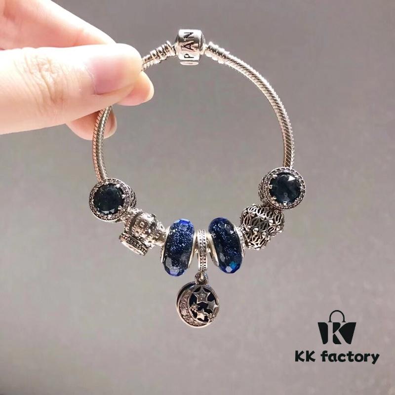 Pandora Pandora Sparkling Blue Crown 👑 Starry Sky 🌃! Made with counter materials, perfectly crafted one-to-one, quality comparable to official counter!