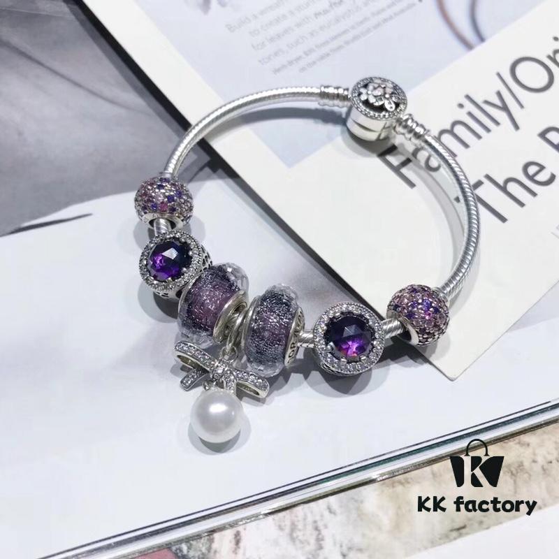Pandora Pandora Imported Iridescent Purple Pearl Bowknot New Arrival! Top Grade Available, Compatible with Official Counter Cleaning! Made with Authentic Counter Materials for Perfect One-to-One Replication!
