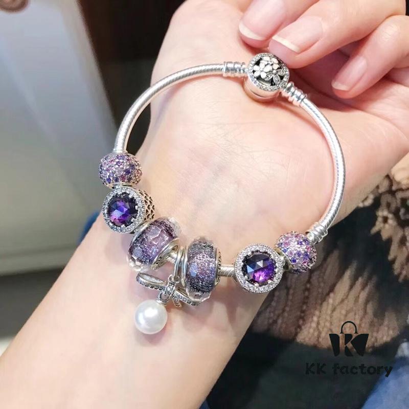 Pandora Pandora Imported Iridescent Purple Pearl Bowknot New Arrival! Top Grade Available, Compatible with Official Counter Cleaning! Made with Authentic Counter Materials for Perfect One-to-One Replication!