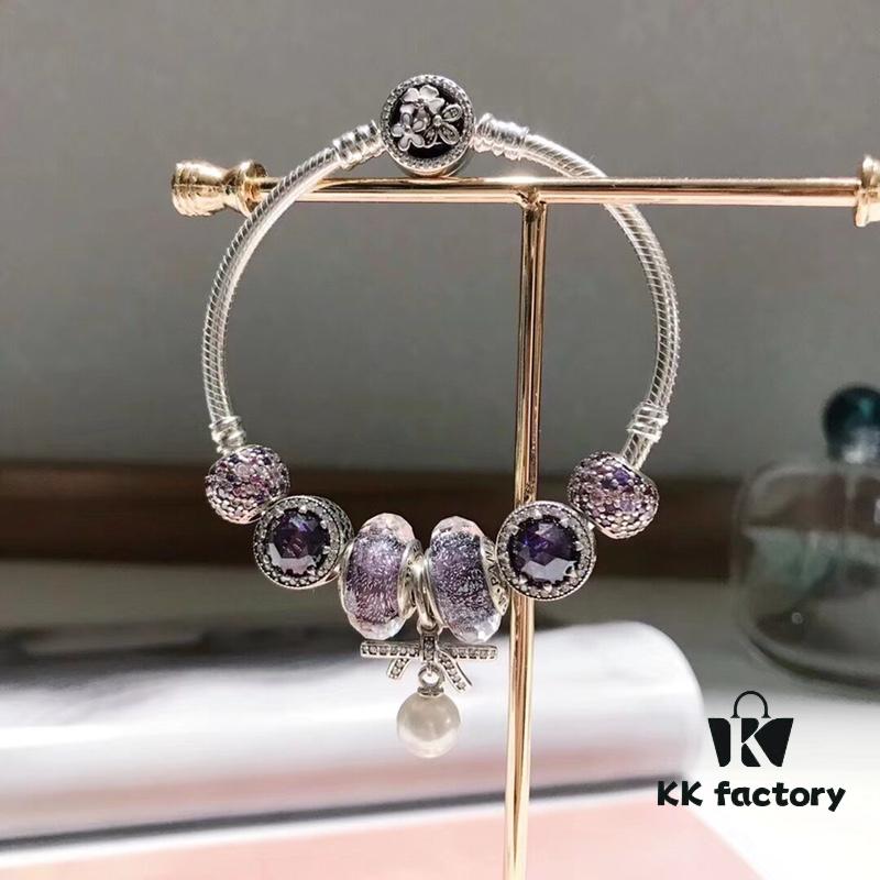 Pandora Pandora Imported Iridescent Purple Pearl Bowknot New Arrival! Top Grade Available, Compatible with Official Counter Cleaning! Made with Authentic Counter Materials for Perfect One-to-One Replication!