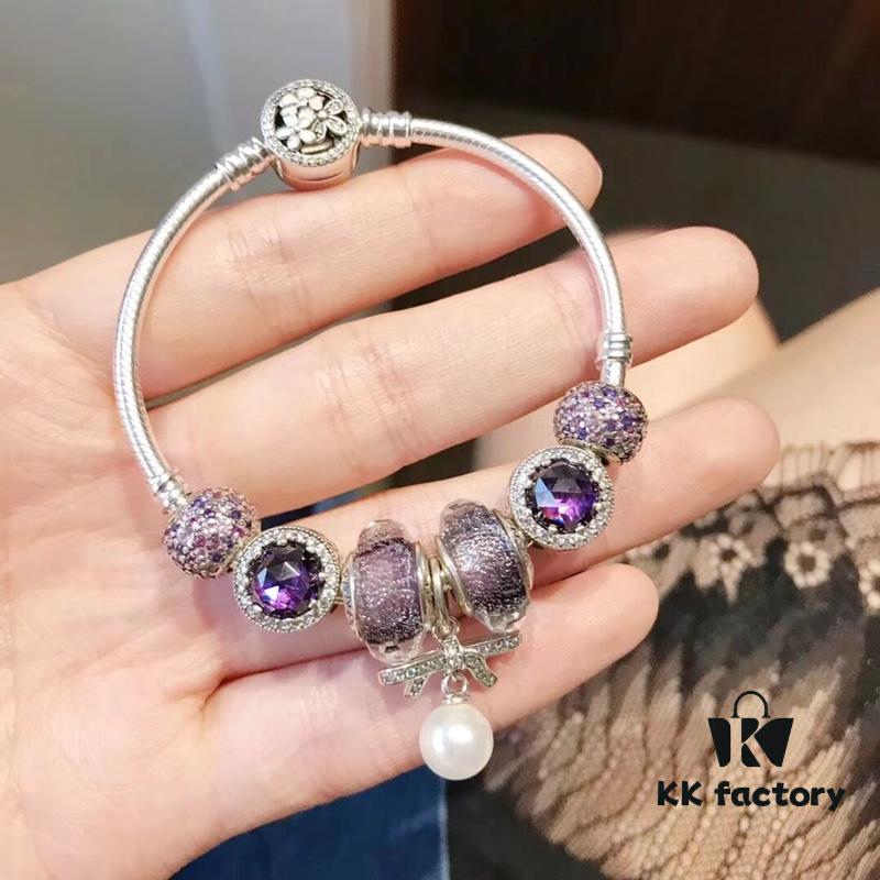 Pandora Pandora Imported Iridescent Purple Pearl Bowknot New Arrival! Top Grade Available, Compatible with Official Counter Cleaning! Made with Authentic Counter Materials for Perfect One-to-One Replication!