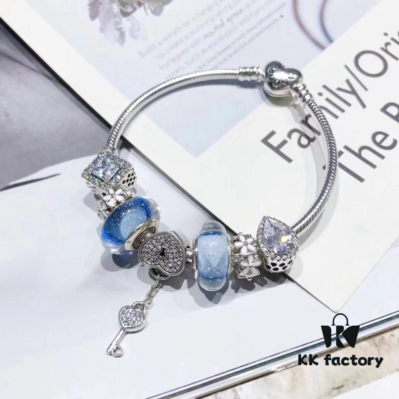 Pandora Night Glow Blue Sparkling Diamond Key Pendant Necklace – New Arrival, Premium Replication with Authentic Materials