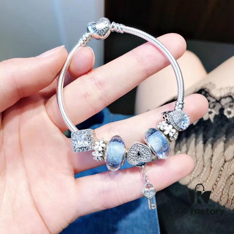 Pandora Night Glow Blue Sparkling Diamond Key Pendant Necklace – New Arrival, Premium Replication with Authentic Materials