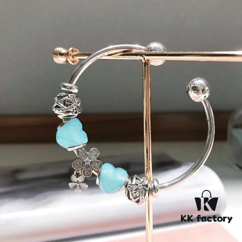 Pandora Mint Heart Sparkling Diamond Daisy New Arrival! Fresh Mint Faceted Heart Glass, Hollow Dreamy Dragonfly Bead, Sparkling Diamond Daisy Pendant, S925 Silver with Boutique Packaging!