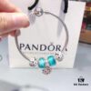 Pandora Night Glow Mint Pink Diamond Flower Blossom Pendant - New Arrival