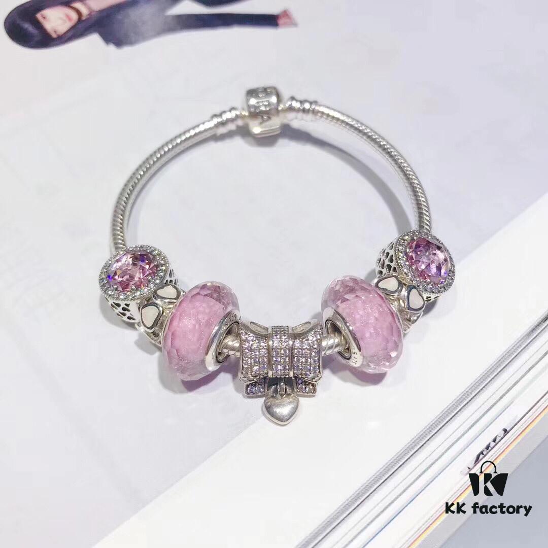 Pandora New Arrival Silver Thread Pink Sparkling Diamond Bow 🎀