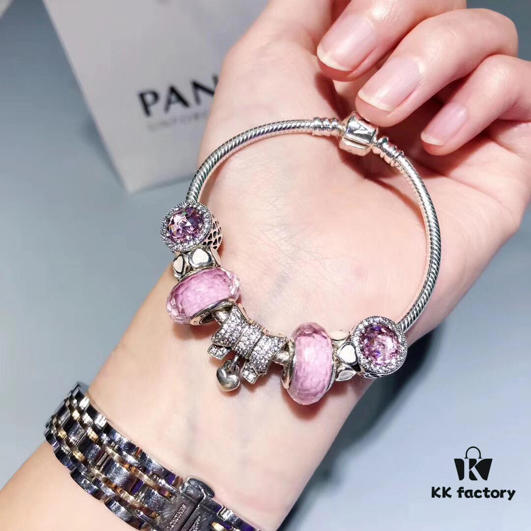 Pandora New Arrival Silver Thread Pink Sparkling Diamond Bow 🎀