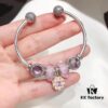 Pandora Pandora Silver Wire Pink Glitter ✨ Flower 🌺 New Arrival! Highest Quality on Market, Perfectly Crafted with Authentic Counter Materials