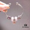 Pandora Pandora Silver Wire Pink Glitter ✨ Flower 🌺 New Arrival! Highest Quality on Market, Perfectly Crafted with Authentic Counter Materials