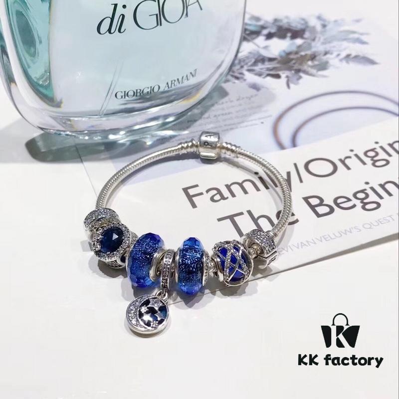 Pandora Pandora Silver Blue Night Sky 🌃 New Arrival! Highest Quality on Market, Compatible with Official Store Cleaning! Made with Cabinet Materials for Perfect 1:1 Replication! Imported Original Thai Silver Wire Iridescent Blue Glass, Sparkling ✨ Snowflakes ❄️, Galaxy 🌌 Vortex, Rhinestone Clasp, Night Sky Pendant, S925 Silver with Official Packaging! 🍃🌺