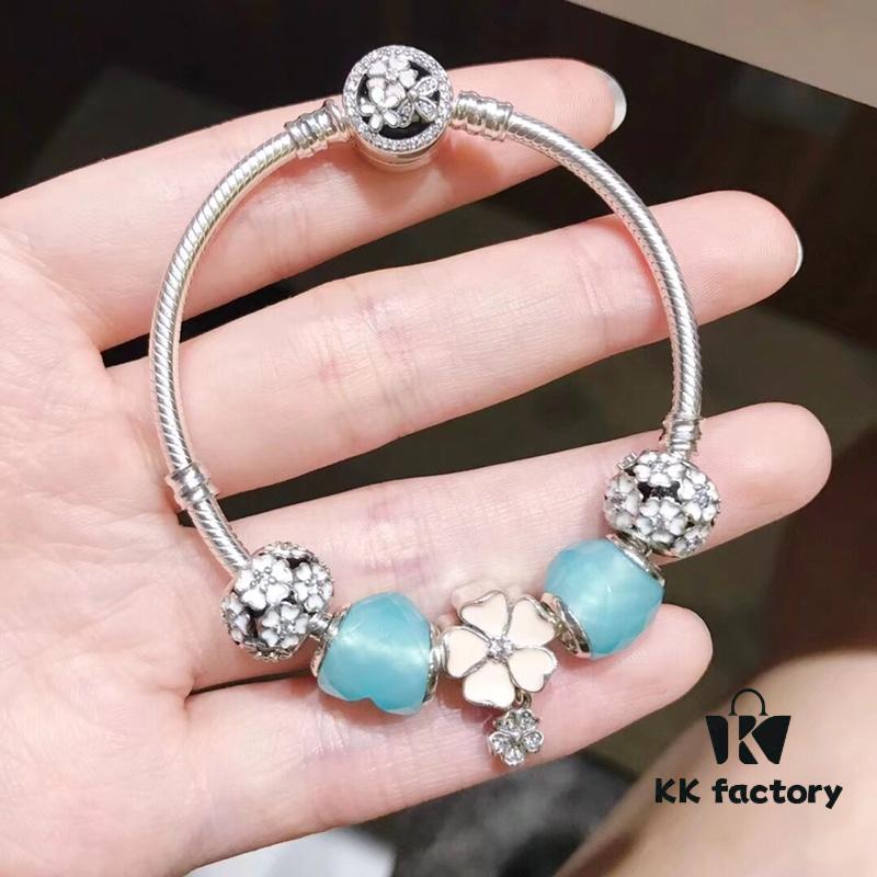 Pandora Fresh Mint Heart Pink Flower Charm